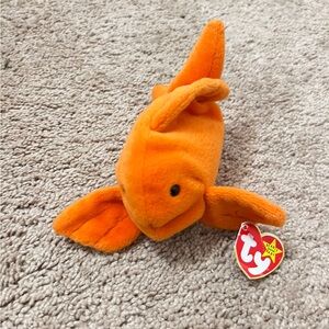 RARE Retired Ty Beanie Baby “Goldie” the Goldfish PVC Pellets Tag Errors